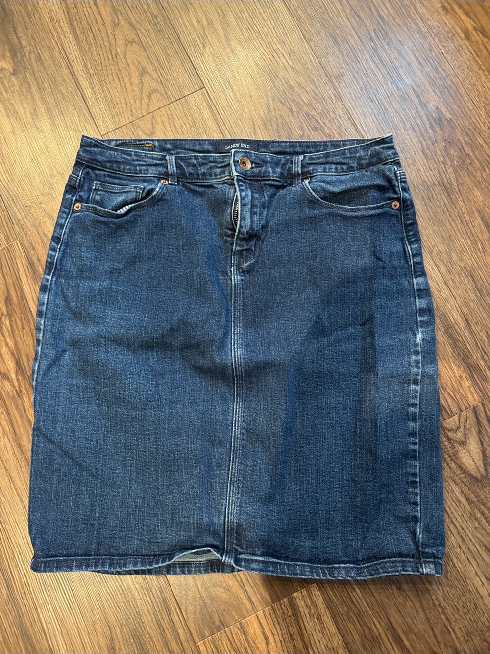 Lands' End Indigo Denim Pencil Skirt